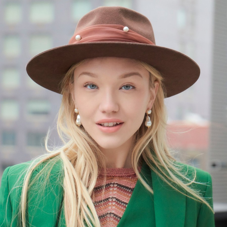 Hats Lele Sadoughi | Walnut Farrah Wool Rancher Hat ~ Warmhatwinter