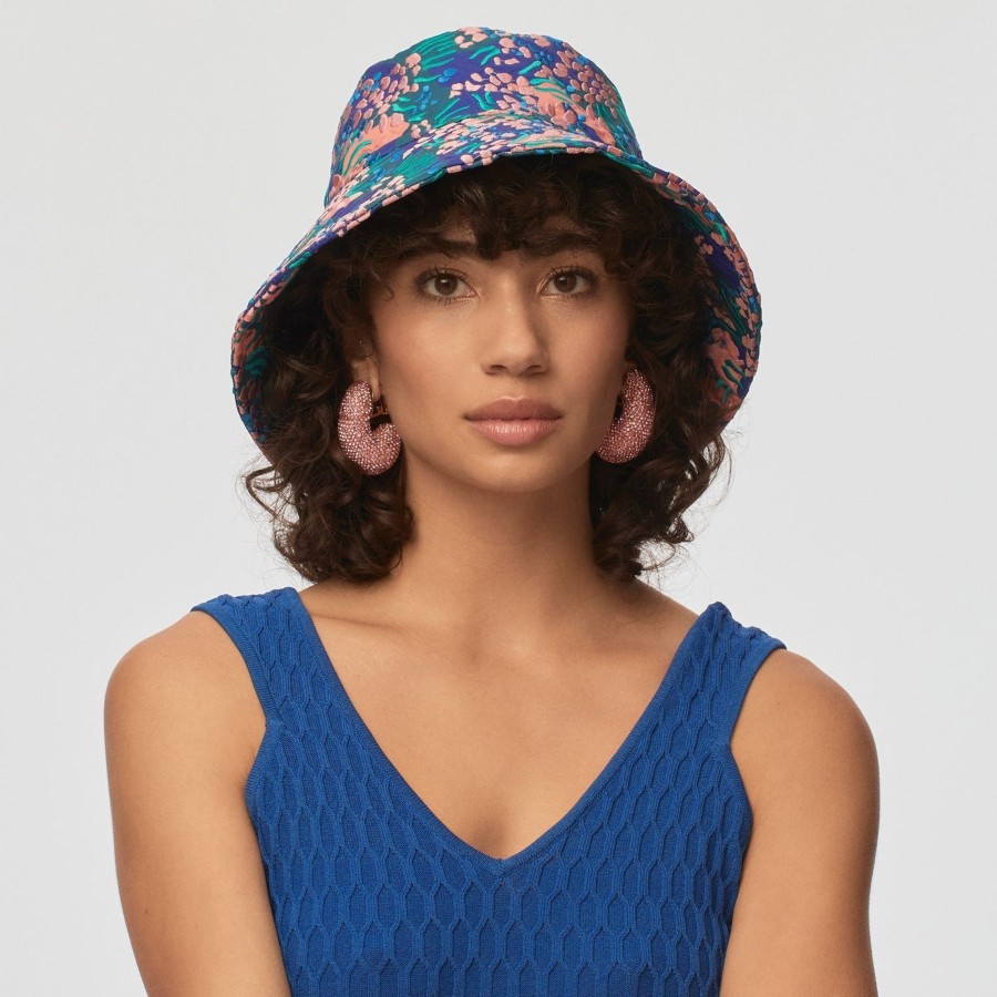 Hats Lele Sadoughi | Sea Reef Embroidered Long Brim Bucket Hat ...